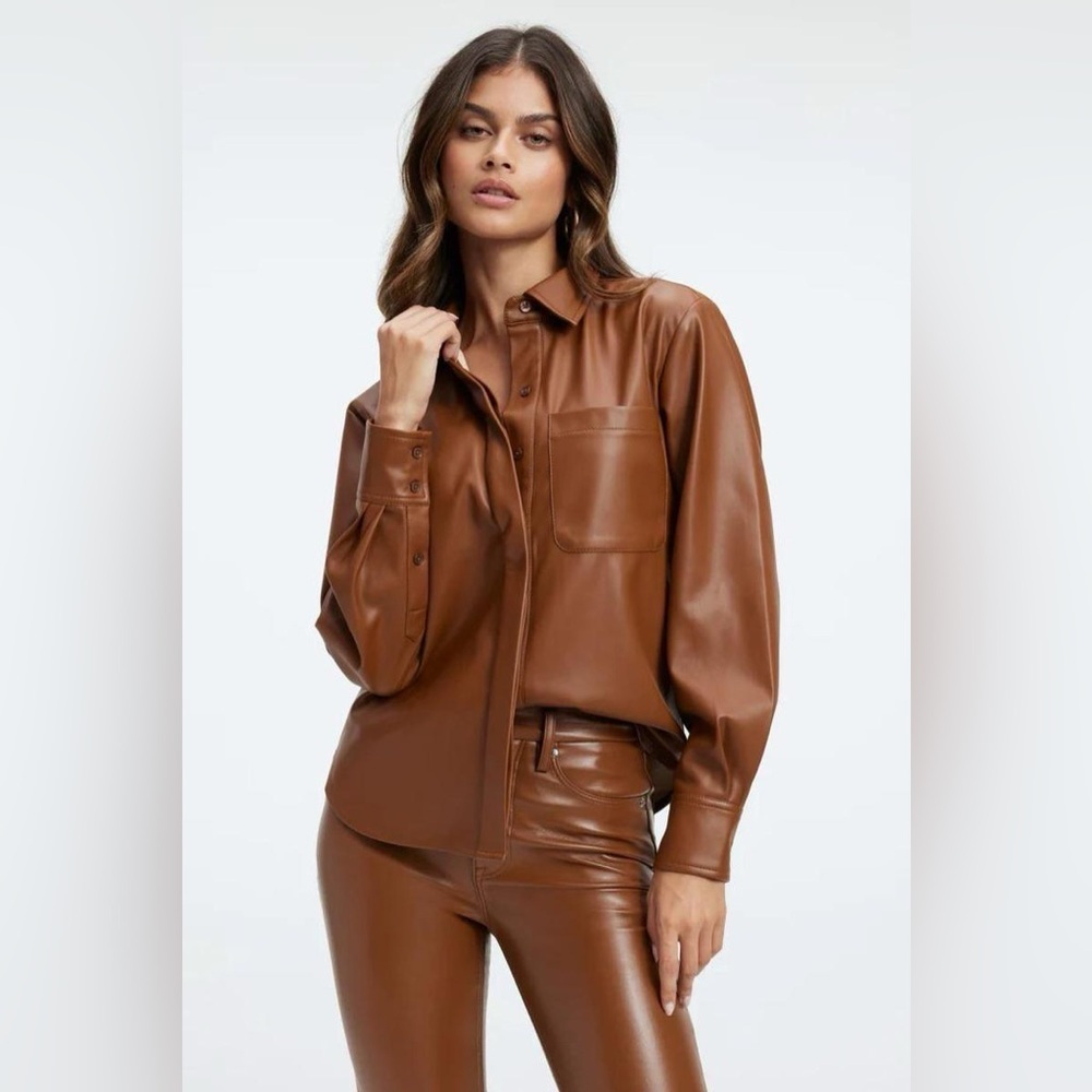 NWOT Good American Better Than Leather Shacket Size 1/2 (S/M)